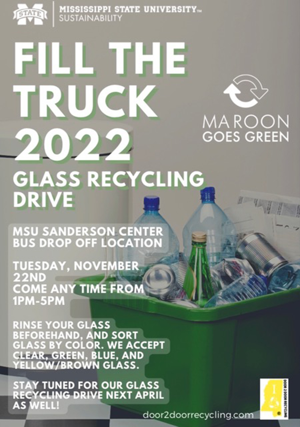 Fill the Truck 2022 Glass Recycling Drive Mississippi State University